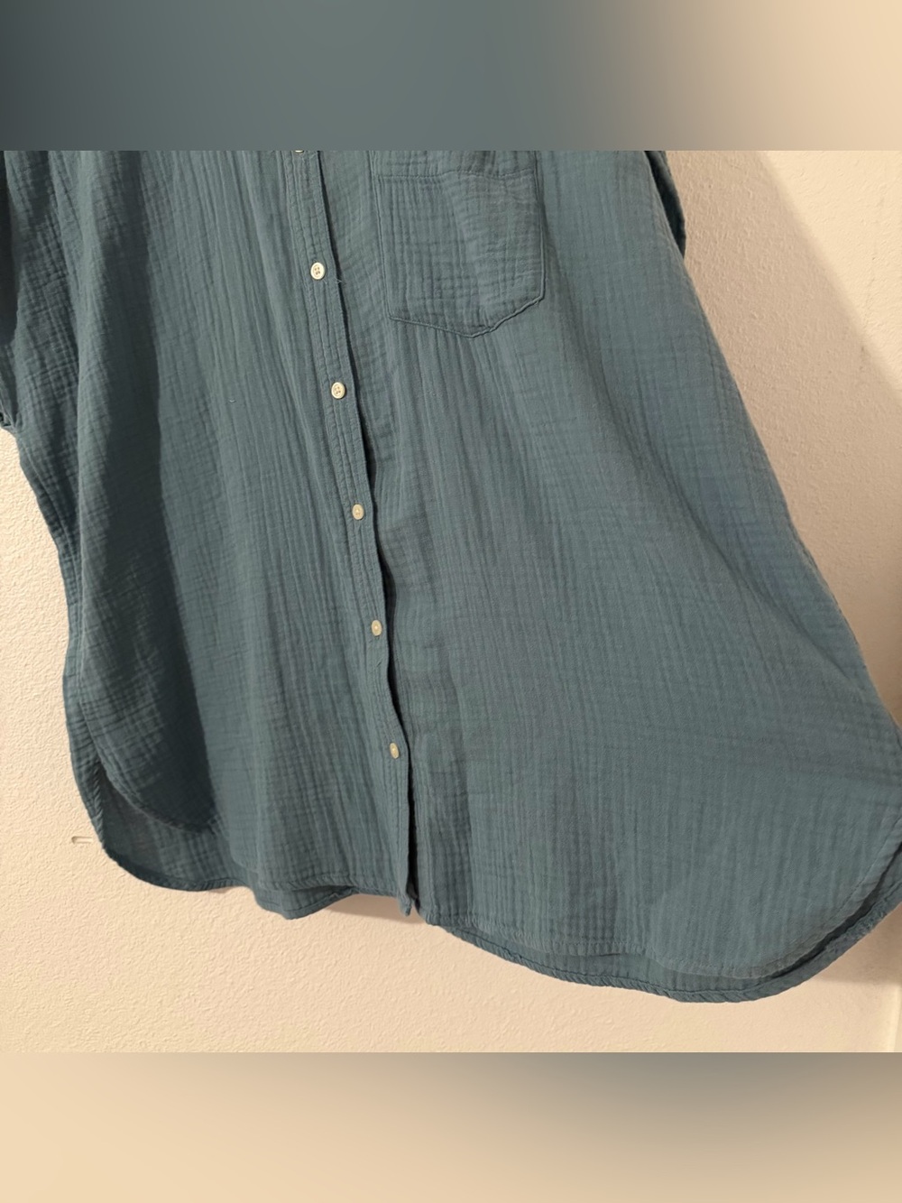 Madewell Lightspun Dolman-Sleeve Button-Up Teal Shirt - Summer
Breeze Size XXL - Picture 7 of 10